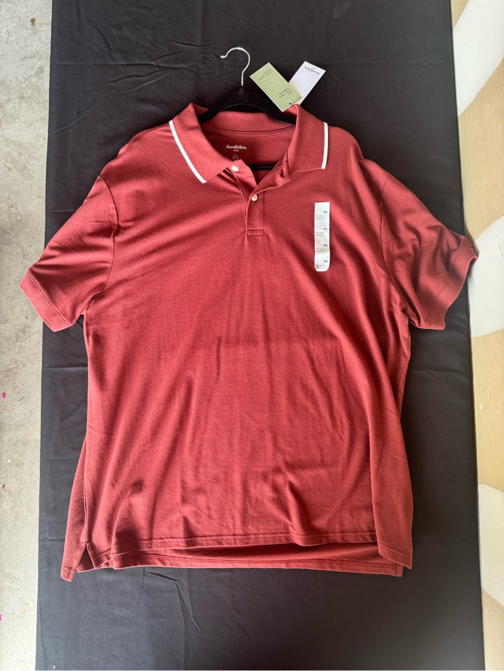 NWT Goodfellow & Co Men's XXL Every Wear Short Sleeve Polo Shirt Dark Rust Red